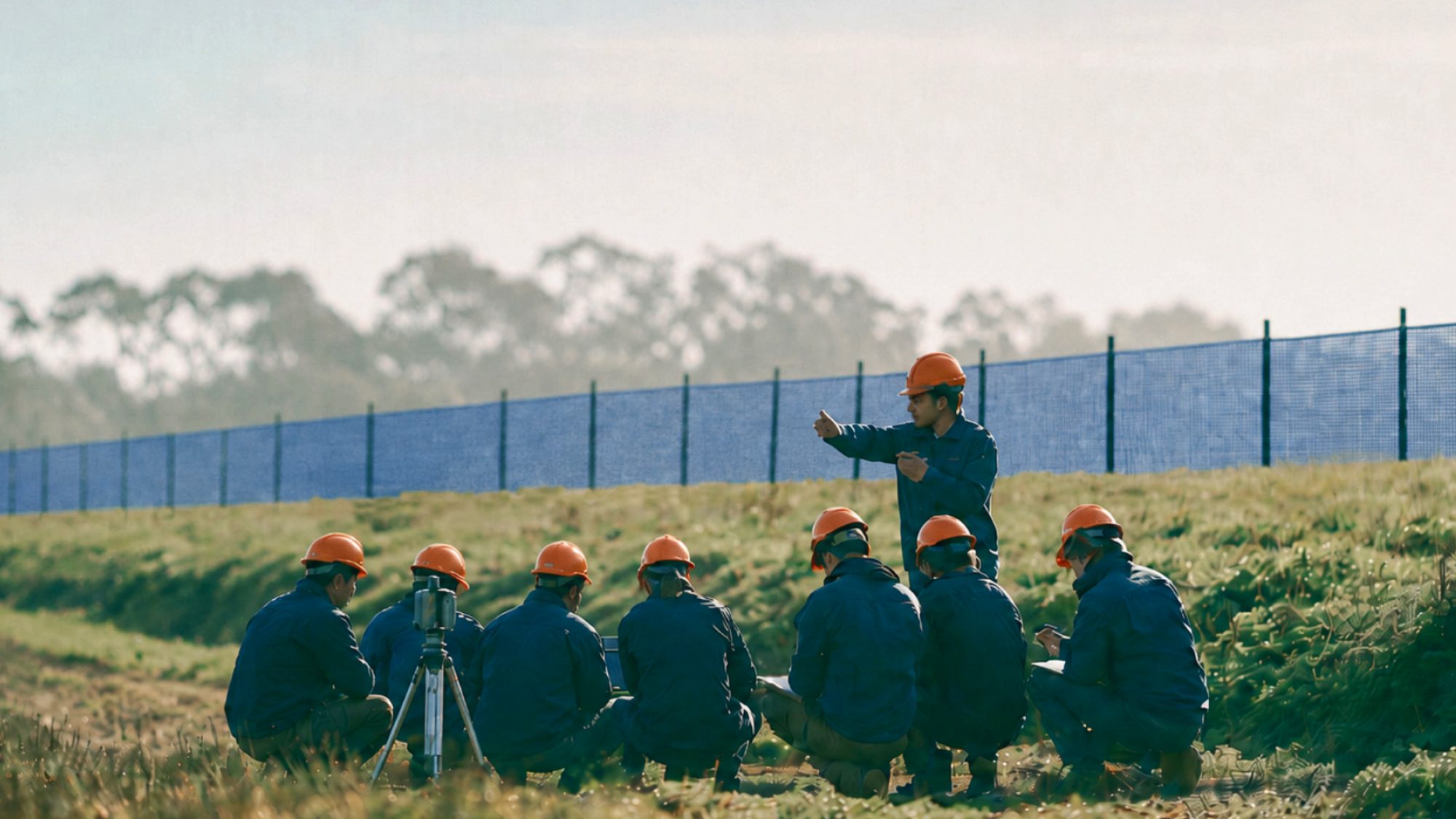 INCADEMY™ field training site with an international team, national flags, drones and INCA WFS® equipment