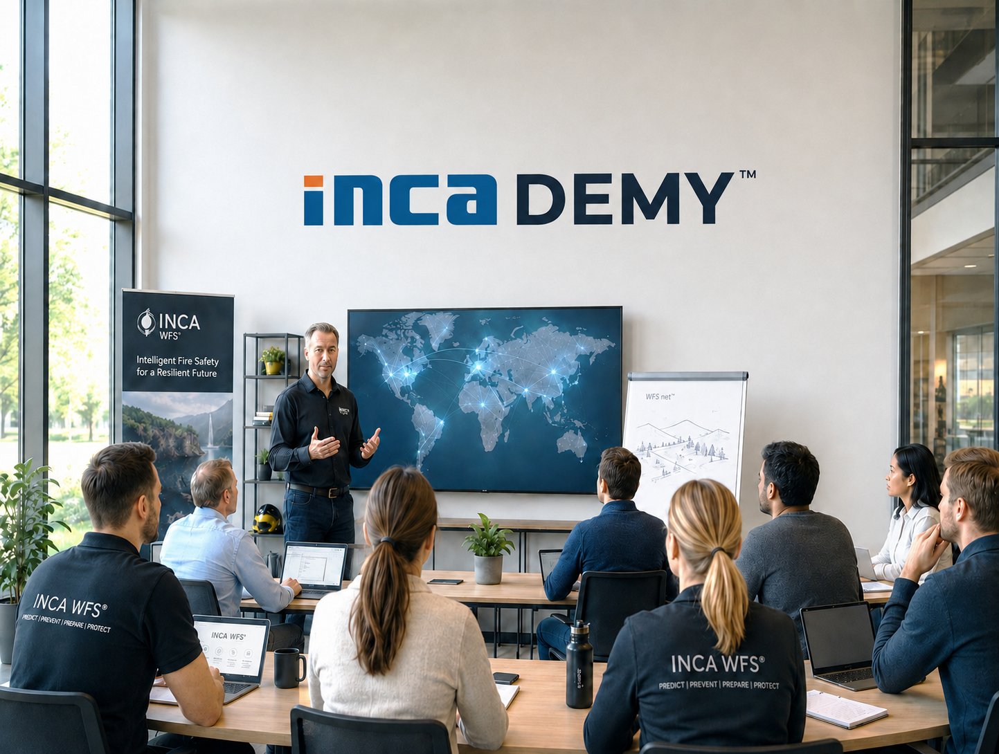 INCADEMY™ training session with an instructor and participants in a modern learning centre